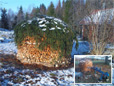 Holz aus optischen Grnden mit Fichtenzweige abdecken